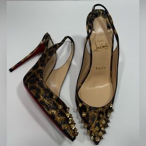 Christian Louboutin Lurex Panthere Drama Sling 100 Pumps